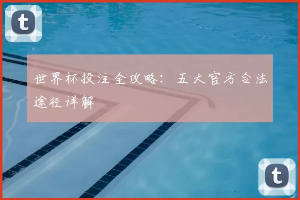 世界杯投注全攻略:五大官方合法途径详解