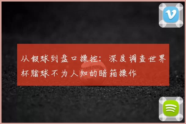 从假球到盘口操控：深度调查世界杯赌球不为人知的暗箱操作